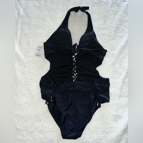 Ashley Graham sexy open back lace up swimsuit - size 16 - G16 - Picture 4 of 7